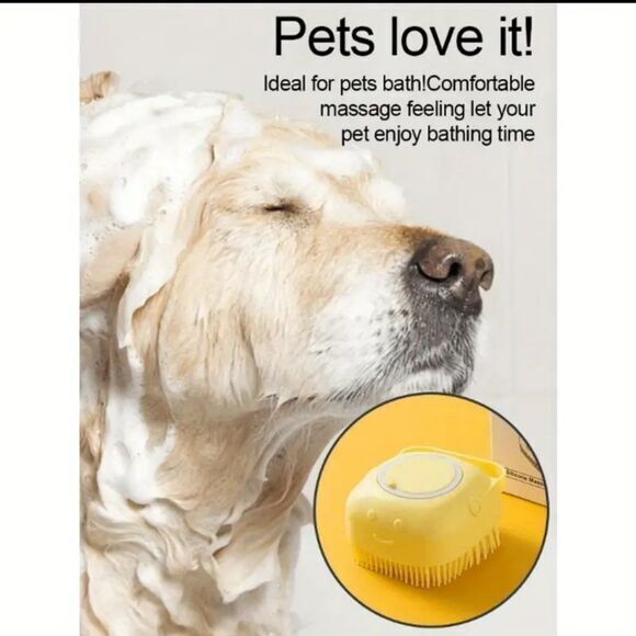 Silcone Pet Bath Massaging Comb Yellow‎ - Picture 8 of 8